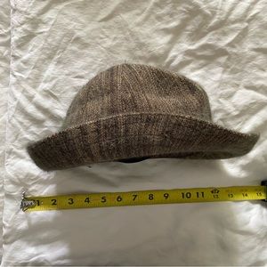 Gray Brown Knitted Fedora / Bucket Hat